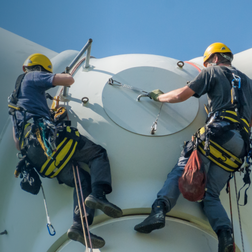 Rope Workers on a Turbine